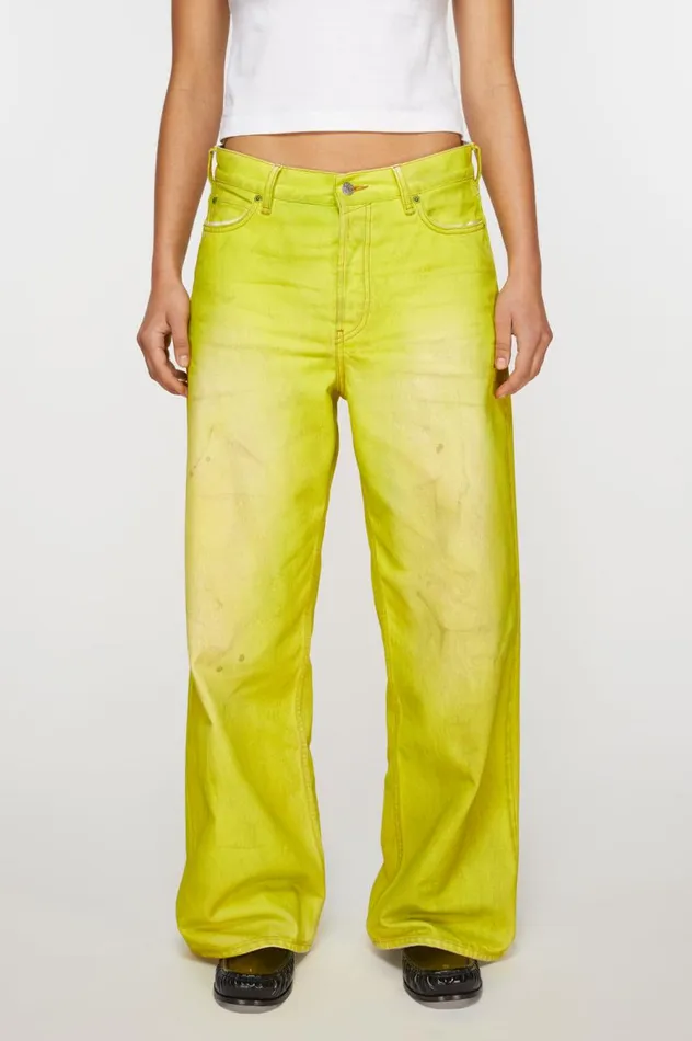 Acne Studios Loose Fit Jeans 8211 1981F Neon Yellow Women Jeans