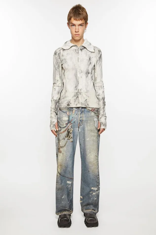Acne Studios Loose Fit Trousers 8211 1981M Mid Blue Men Jeans