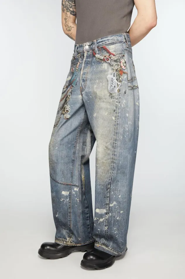 Acne Studios Loose Fit Trousers 8211 1981M Mid Blue Men Jeans