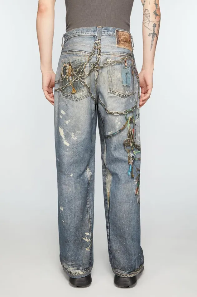 Acne Studios Loose Fit Trousers 8211 1981M Mid Blue Men Jeans