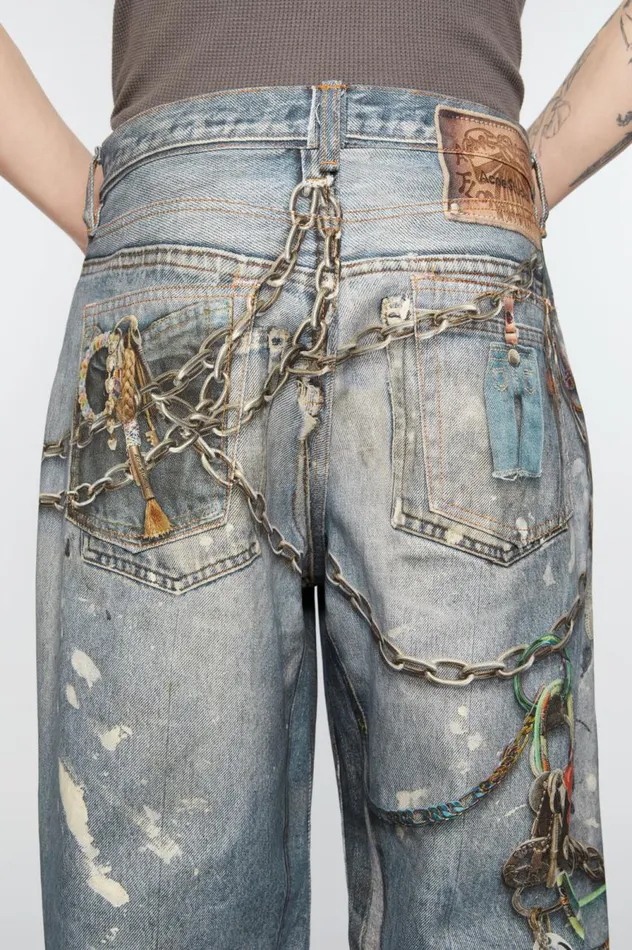 Acne Studios Loose Fit Trousers 8211 1981M Mid Blue Men Jeans