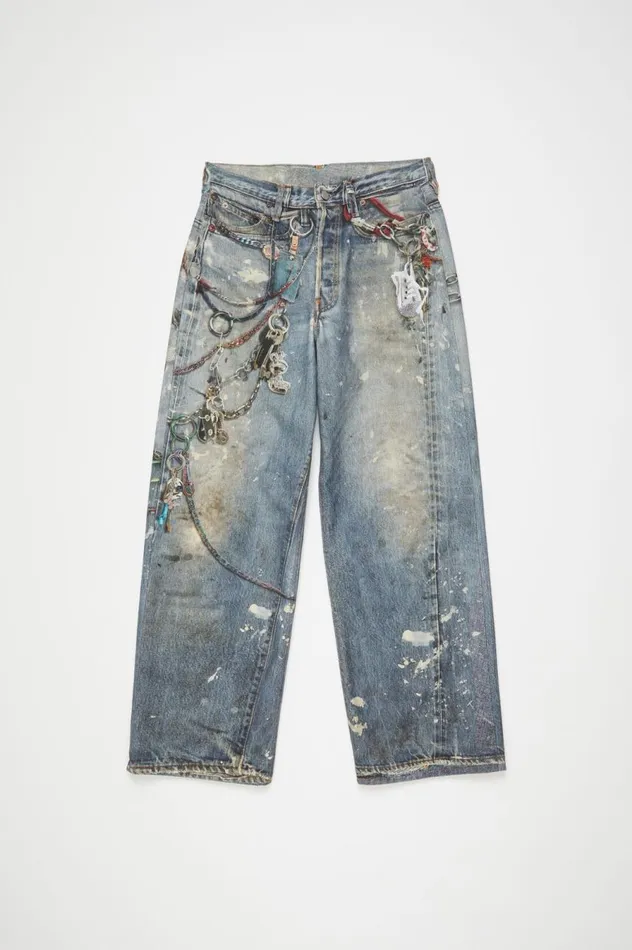 Acne Studios Loose Fit Trousers 8211 1981M Mid Blue Men Jeans