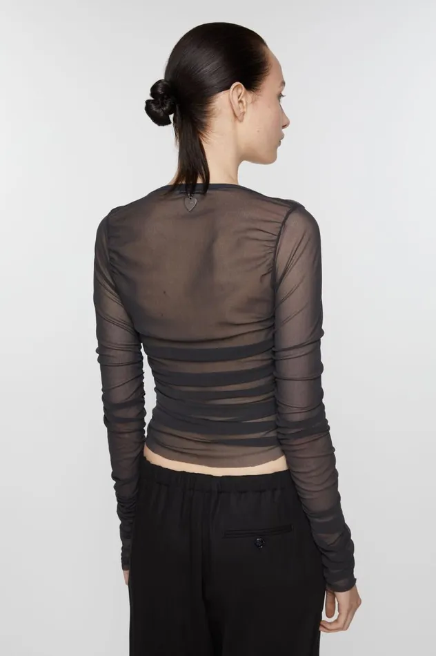 Acne Studios Mesh Blouse Anthracite Grey Women Shirts and Blouses
