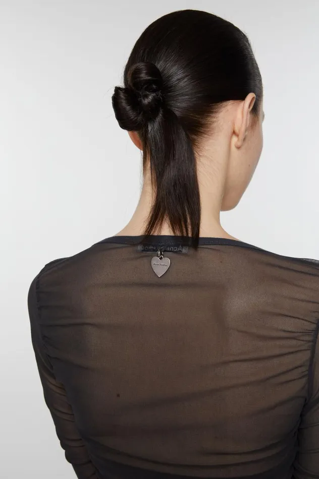 Acne Studios Mesh Blouse Anthracite Grey Women Shirts and Blouses