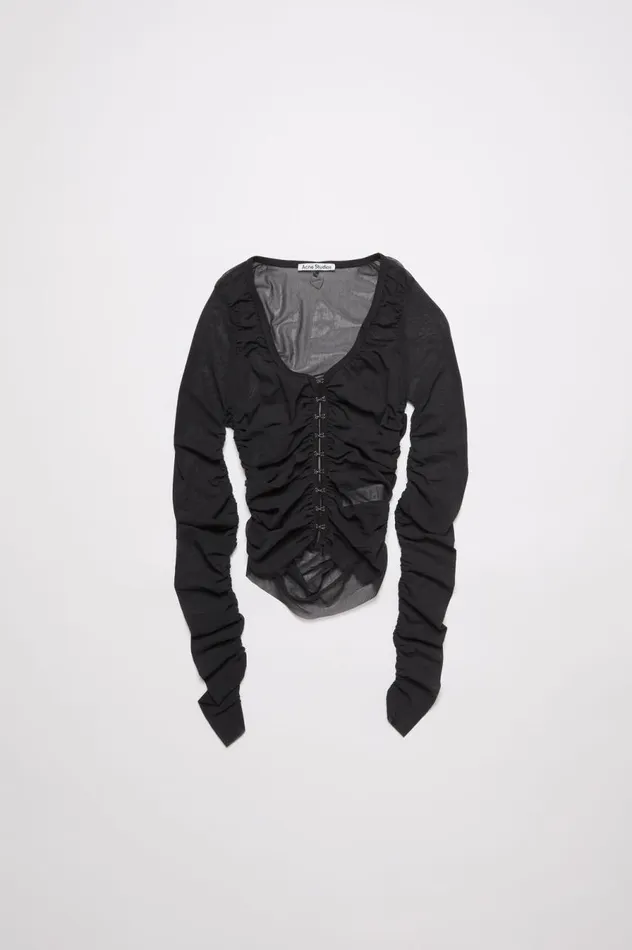 Acne Studios Mesh Blouse Anthracite Grey Women Shirts and Blouses