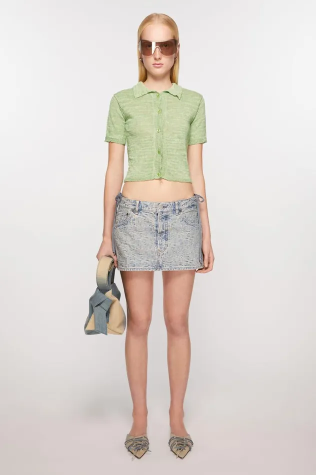 Acne Studios Monogram Denim Mini Skirt Bluebeige Women Skirts