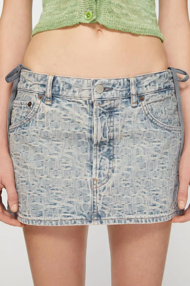 Acne Studios Monogram Denim Mini Skirt Bluebeige Women Skirts