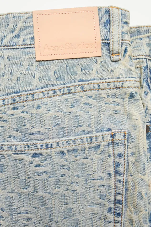 Acne Studios Monogram Denim Mini Skirt Bluebeige Women Skirts