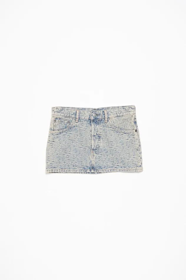Acne Studios Monogram Denim Mini Skirt Bluebeige Women Skirts