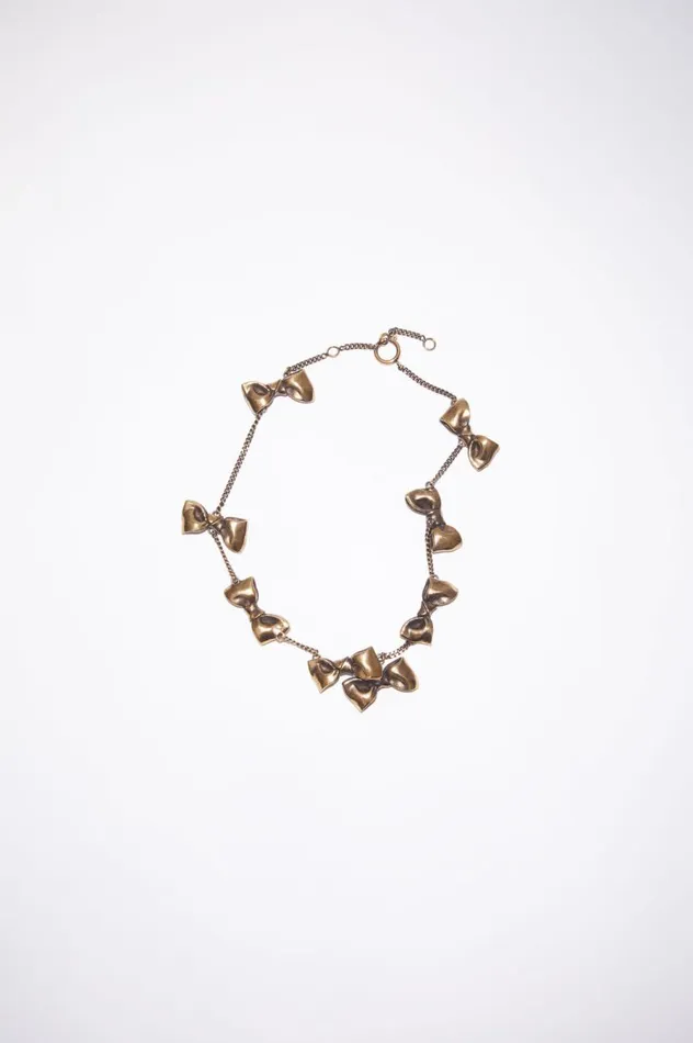 Acne Studios Multi Bow Necklace Antique Gold Women Jewellery