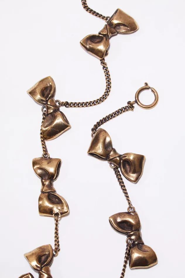 Acne Studios Multi Bow Necklace Antique Gold Women Jewellery