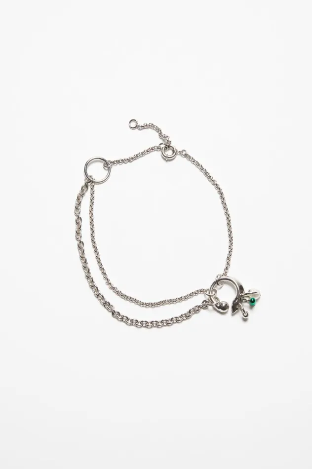 Acne Studios Multichain Charm Necklace Silvergreen Men Jewellery