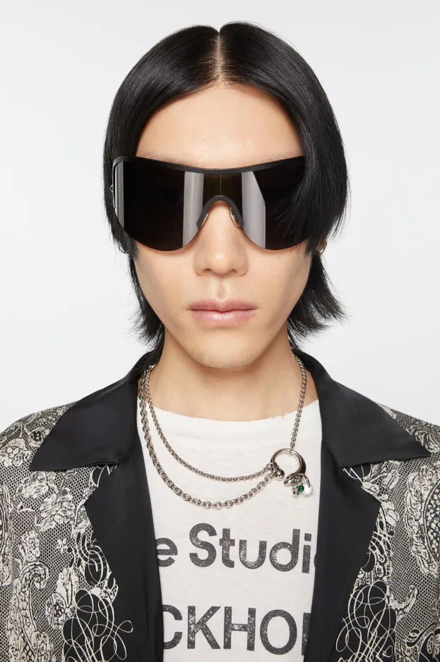 Acne Studios Multichain Charm Necklace Silvergreen Men Jewellery