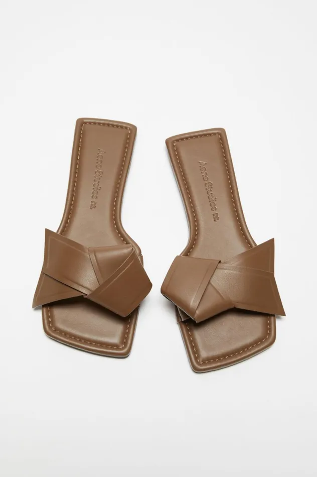 Acne Studios Musubi Leather Sandal Camel Brown Women Shoes