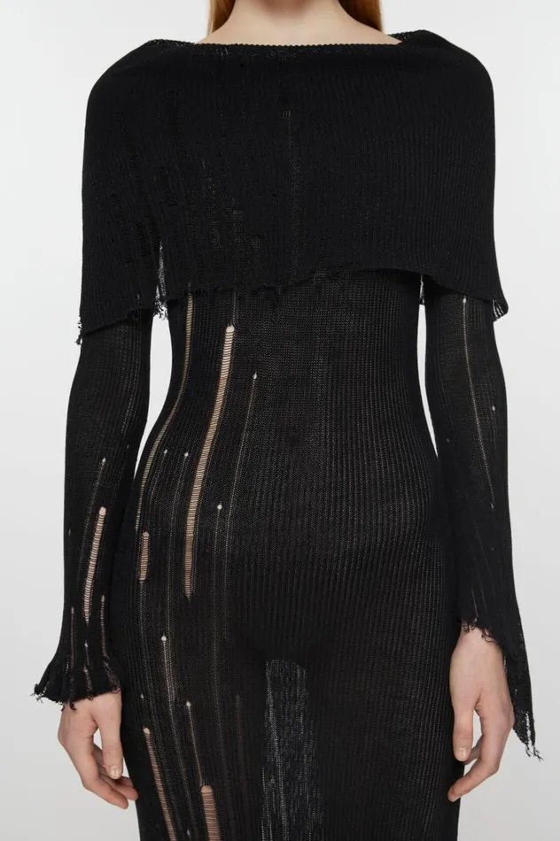 Acne Studios Open Knit Dress Brownblack Women Dresses