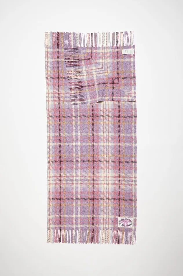 Acne Studios Oversized Plaid Scarf Blanket Violet Purple Men Scarves