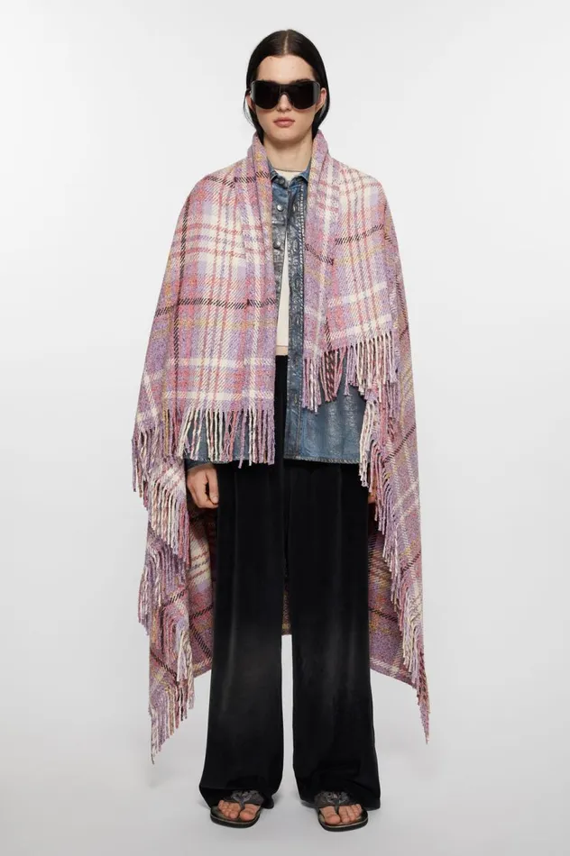 Acne Studios Oversized Plaid Scarf Blanket Violet Purple Men Scarves