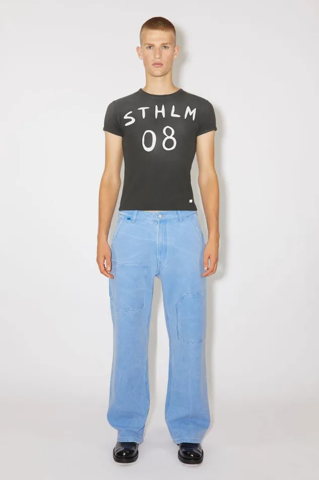Acne Studios Patch Print Tshirt 8211 Fitted Fit Carbon Grey Men Tshirts