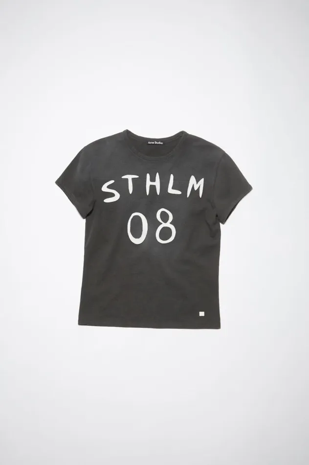 Acne Studios Patch Print Tshirt 8211 Fitted Fit Carbon Grey Men Tshirts