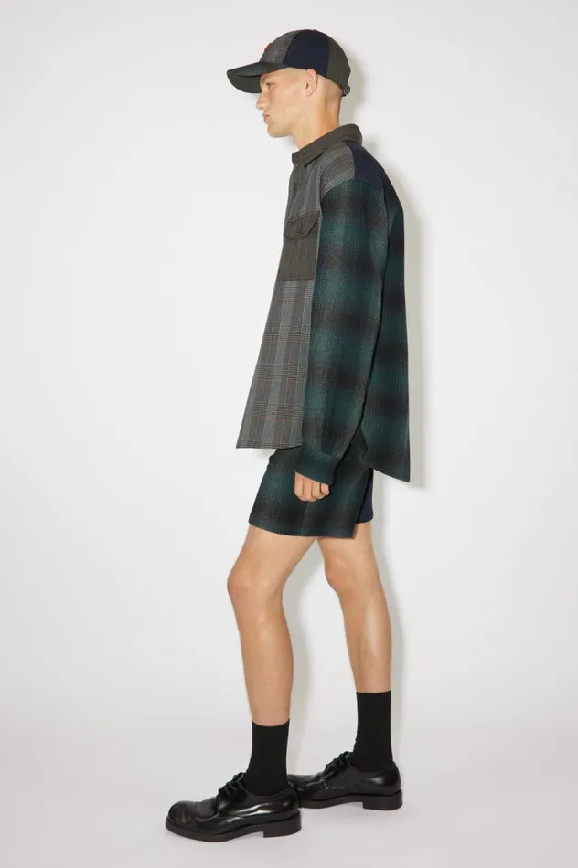 Acne Studios Patchwork Shirt Bluegreen Men Outerwear