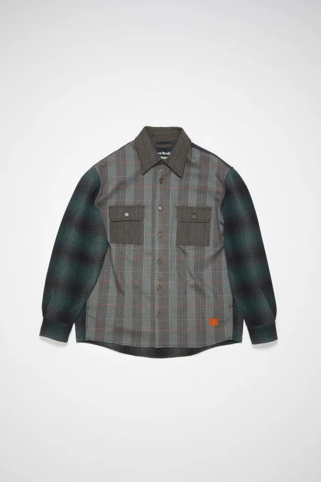 Acne Studios Patchwork Shirt Bluegreen Men Outerwear
