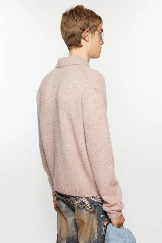 Acne Studios Polo Wool Cardigan Pink Melange Men Knitwear