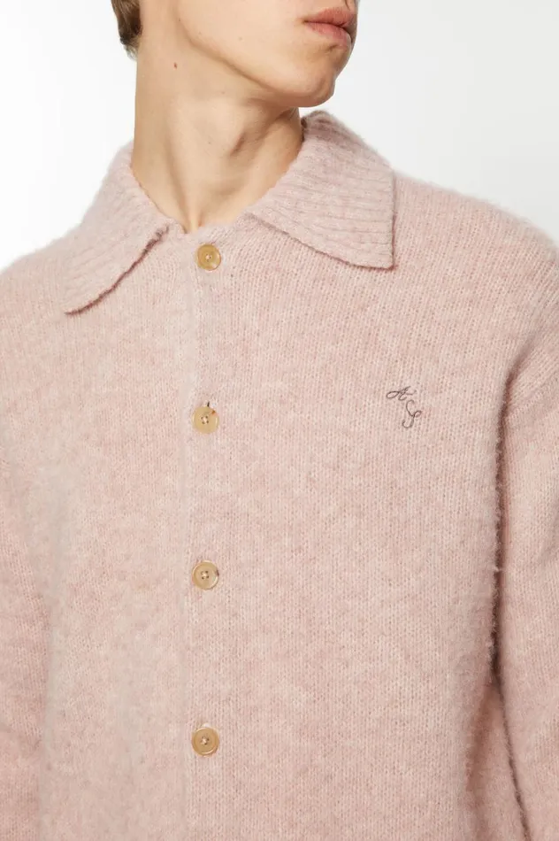 Acne Studios Polo Wool Cardigan Pink Melange Men Knitwear