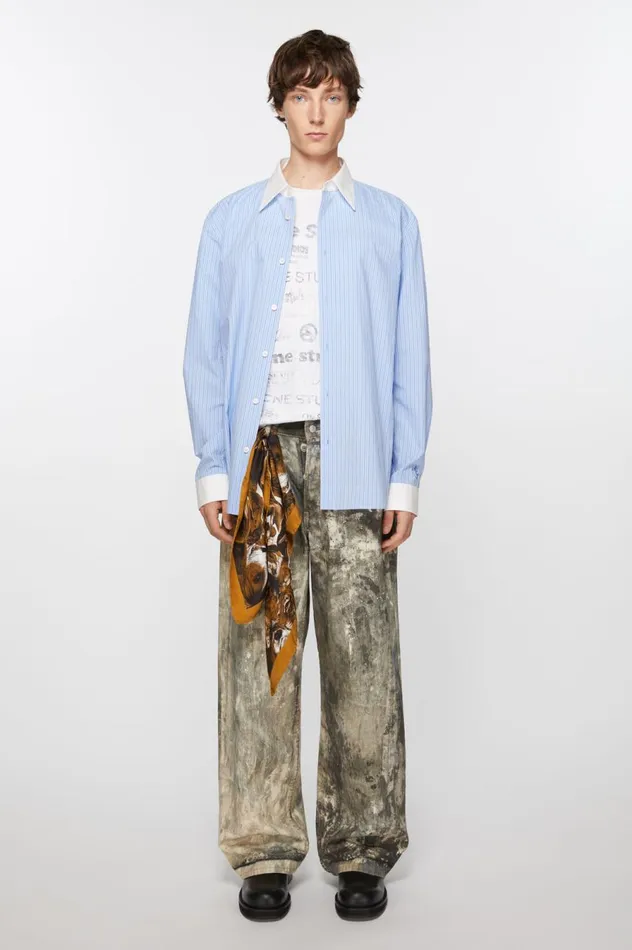 Acne Studios Print Silk Scarf Brown Women Scarves