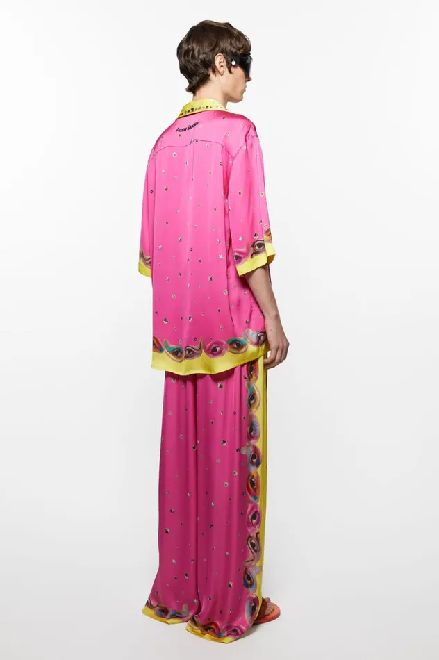Acne Studios Printed Buttonup Shirt Fuchsia Pink Men Shirts
