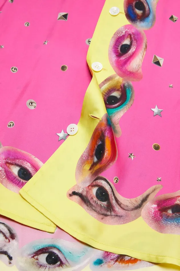 Acne Studios Printed Buttonup Shirt Fuchsia Pink Men Shirts