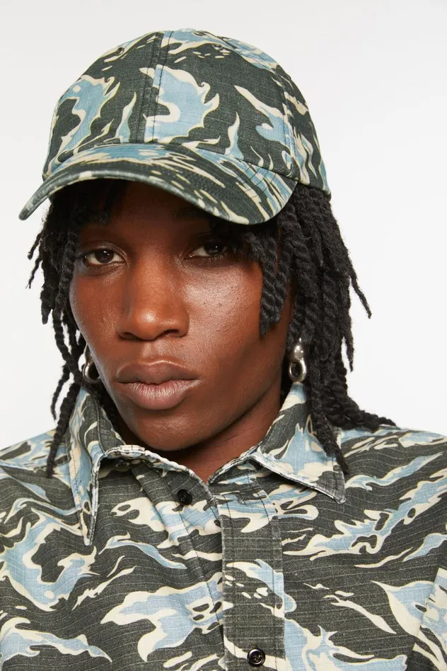 Acne Studios Printed Cap Blackblue Men Hats