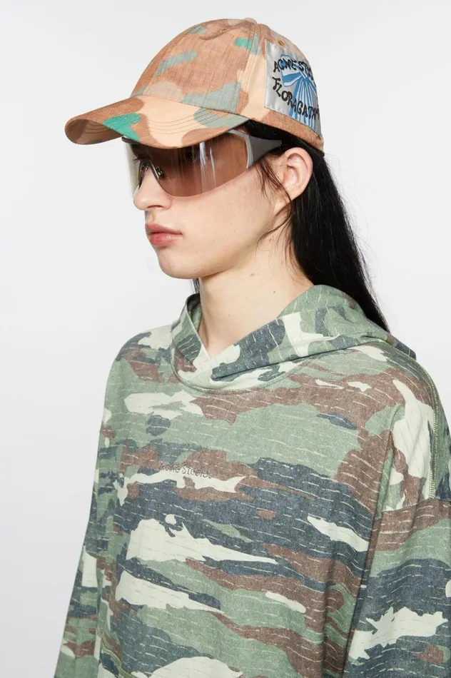 Acne Studios Printed Cap Orangegreen Women Hats