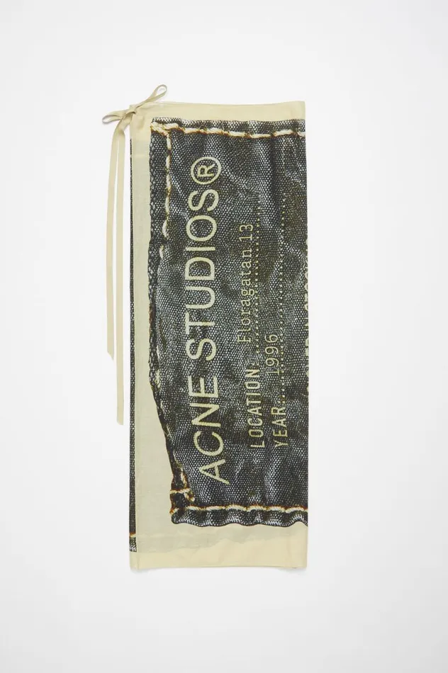 Acne Studios Printed Sarong Scarf Beigeblack Men Scarves