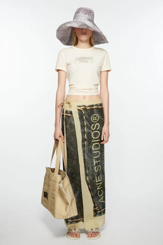 Acne Studios Printed Sarong Scarf Beigeblack Men Scarves