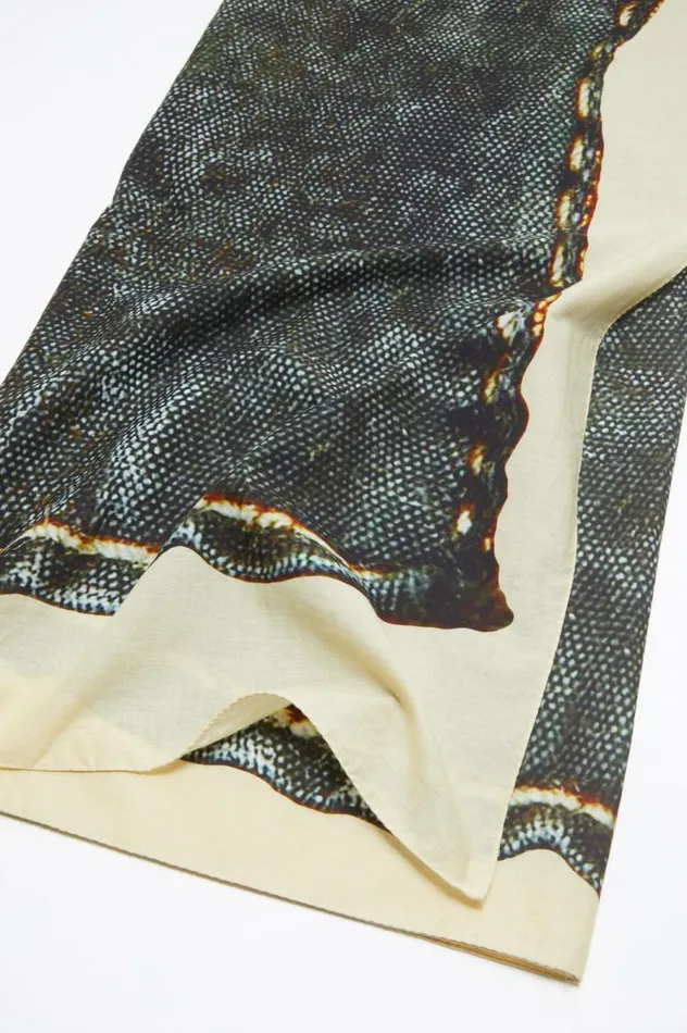 Acne Studios Printed Sarong Scarf Beigeblack Men Scarves
