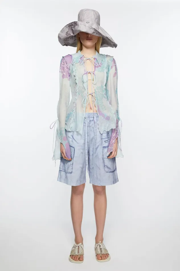 Acne Studios Printed Shorts Light Blue Women Shorts