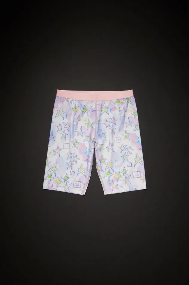 Acne Studios Printed Shorts Pale Pinkmulti Men Shorts