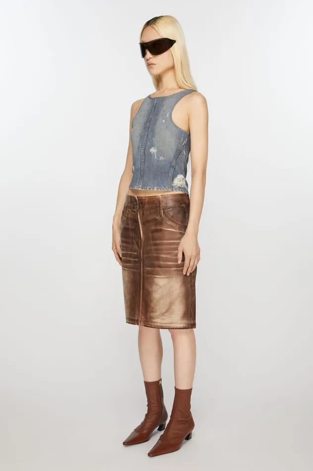Acne Studios Printed Skirt Caramelwhite Women Skirts