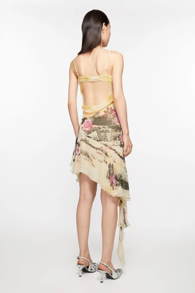 Acne Studios Printed Strap Dress Multi Yellow Women Dresses