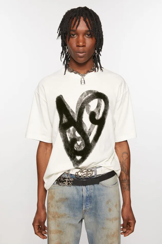 Acne Studios Printed Tshirt Optic White Men Tshirts