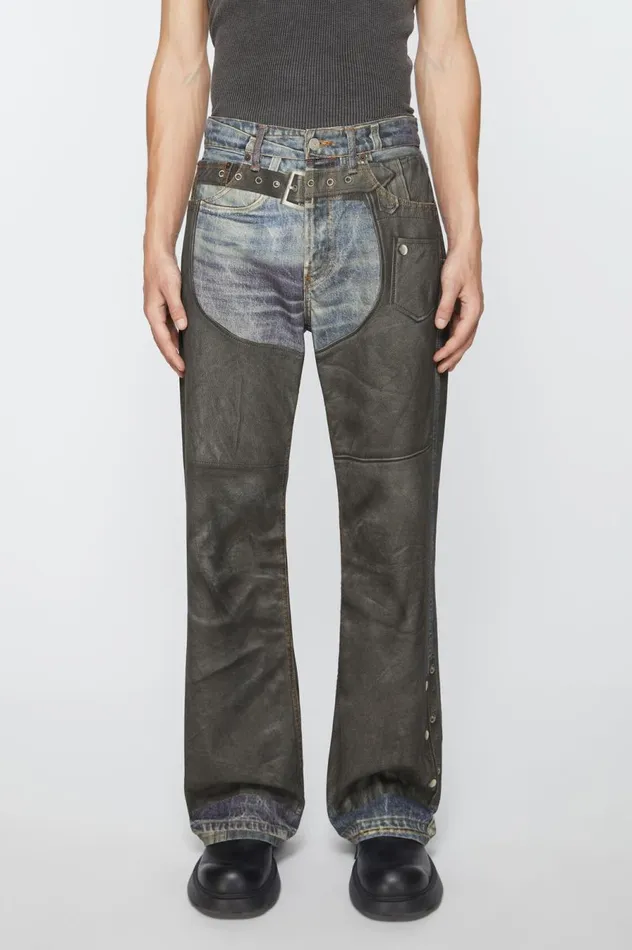 Acne Studios Printed Trousers Blueblack Men Jeans