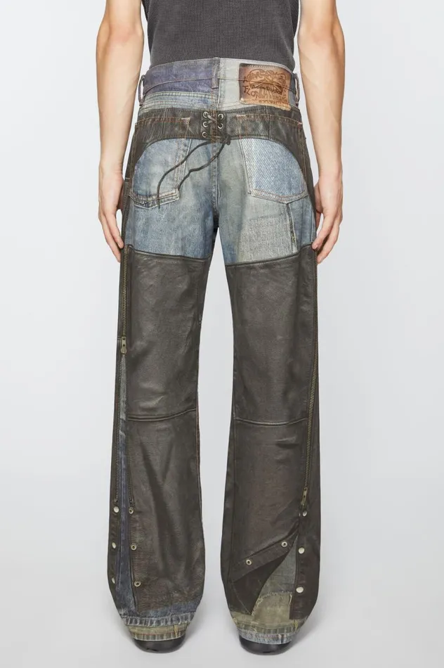 Acne Studios Printed Trousers Blueblack Men Jeans