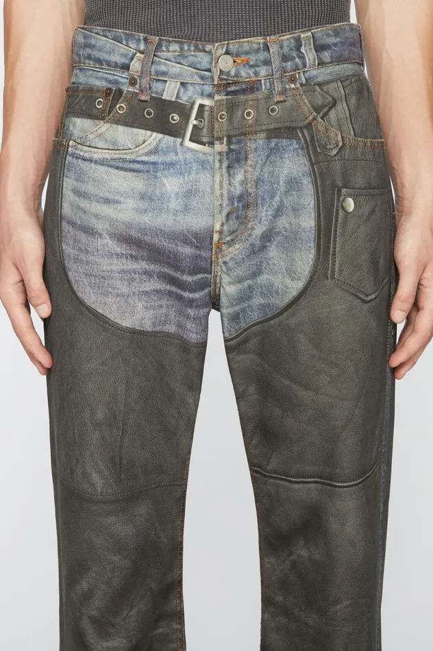 Acne Studios Printed Trousers Blueblack Men Jeans