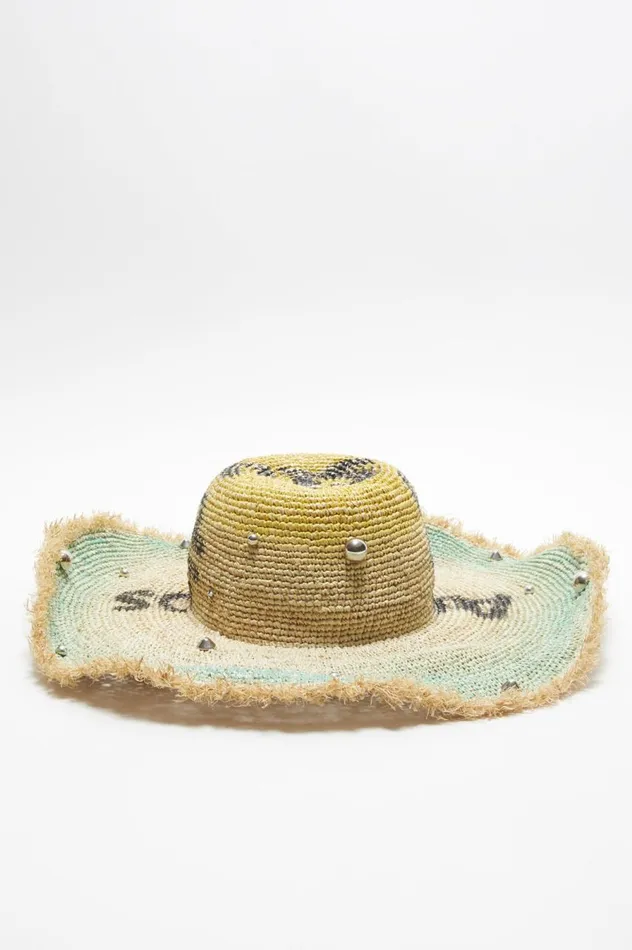 Acne Studios Raffia Wide Brim Hat Straw Yellow Men Hats