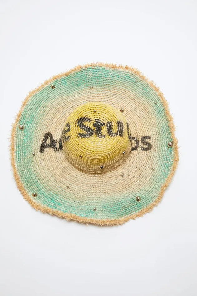 Acne Studios Raffia Wide Brim Hat Straw Yellow Men Hats