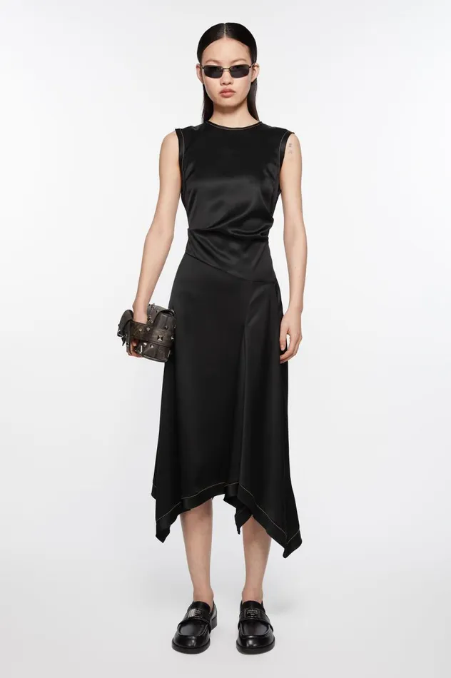 Acne Studios Satin Sleeveless Dress Black Women Dresses