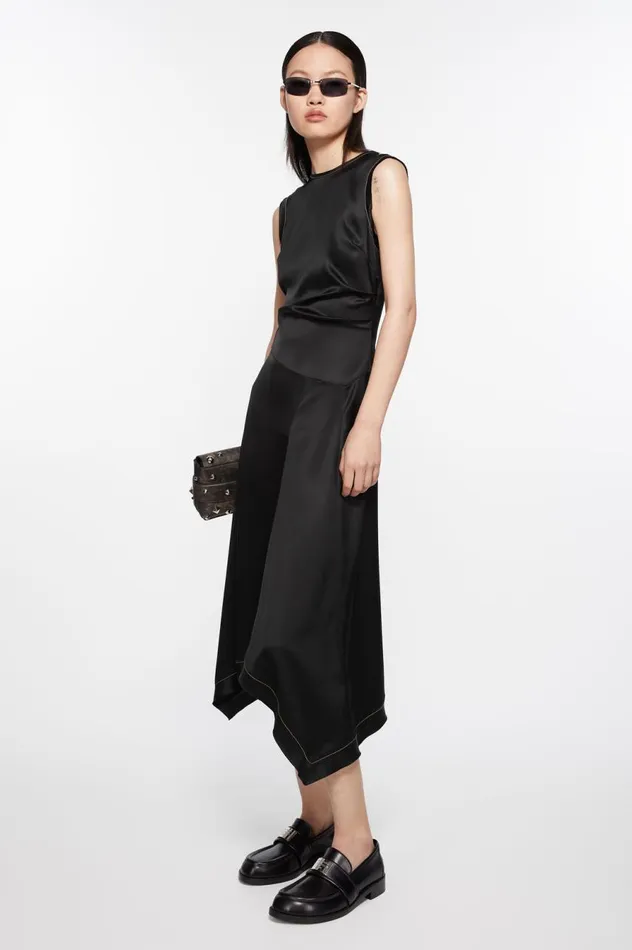 Acne Studios Satin Sleeveless Dress Black Women Dresses