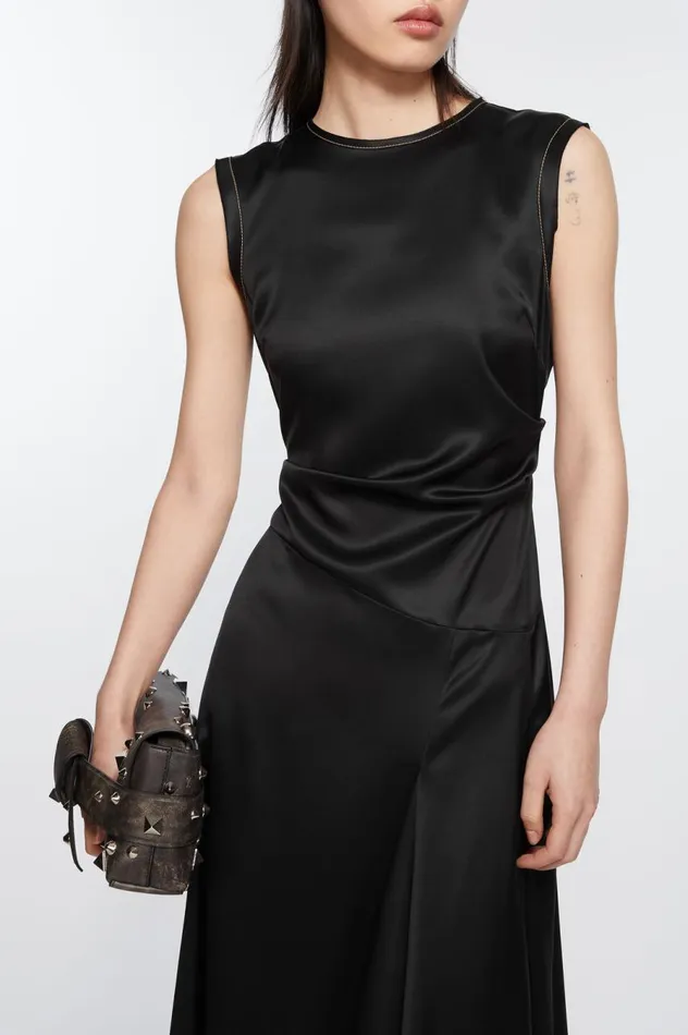 Acne Studios Satin Sleeveless Dress Black Women Dresses