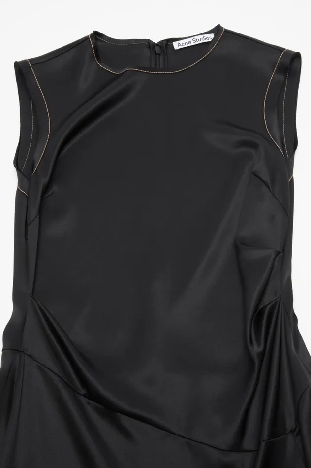 Acne Studios Satin Sleeveless Dress Black Women Dresses