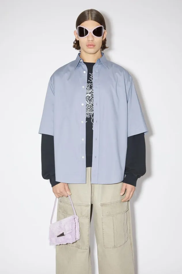 Acne Studios Short Sleeve Buttonup Dusty Blue Men Shirts
